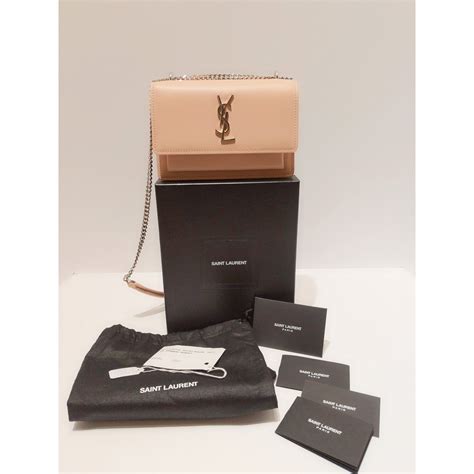 ysl sunset chain wallet light washed pink|SAINT LAURENT Calfskin Monogram Sunset Top Handle Chain .